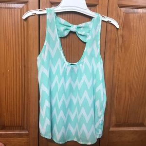 Mint and white striped bow tank top